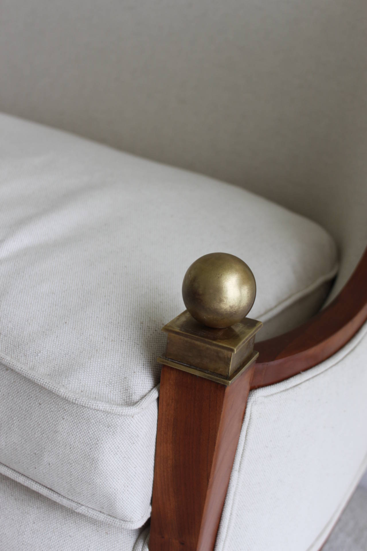 Settee, Style of André Arbus, with Bronze Ball Detail and Sabot, circa 1940 1