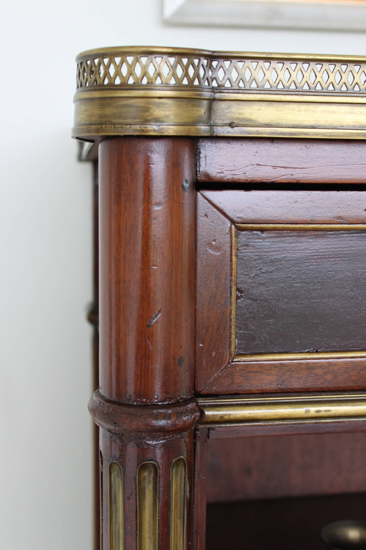 French Louis XVI Secretaire in Mahogany with Bronze Detail and Marble Top