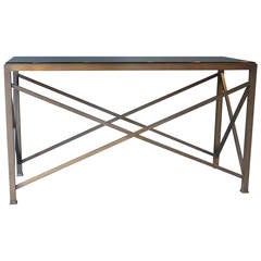 Michael Larocca Console Table in Bronze with Smoked Glass Top