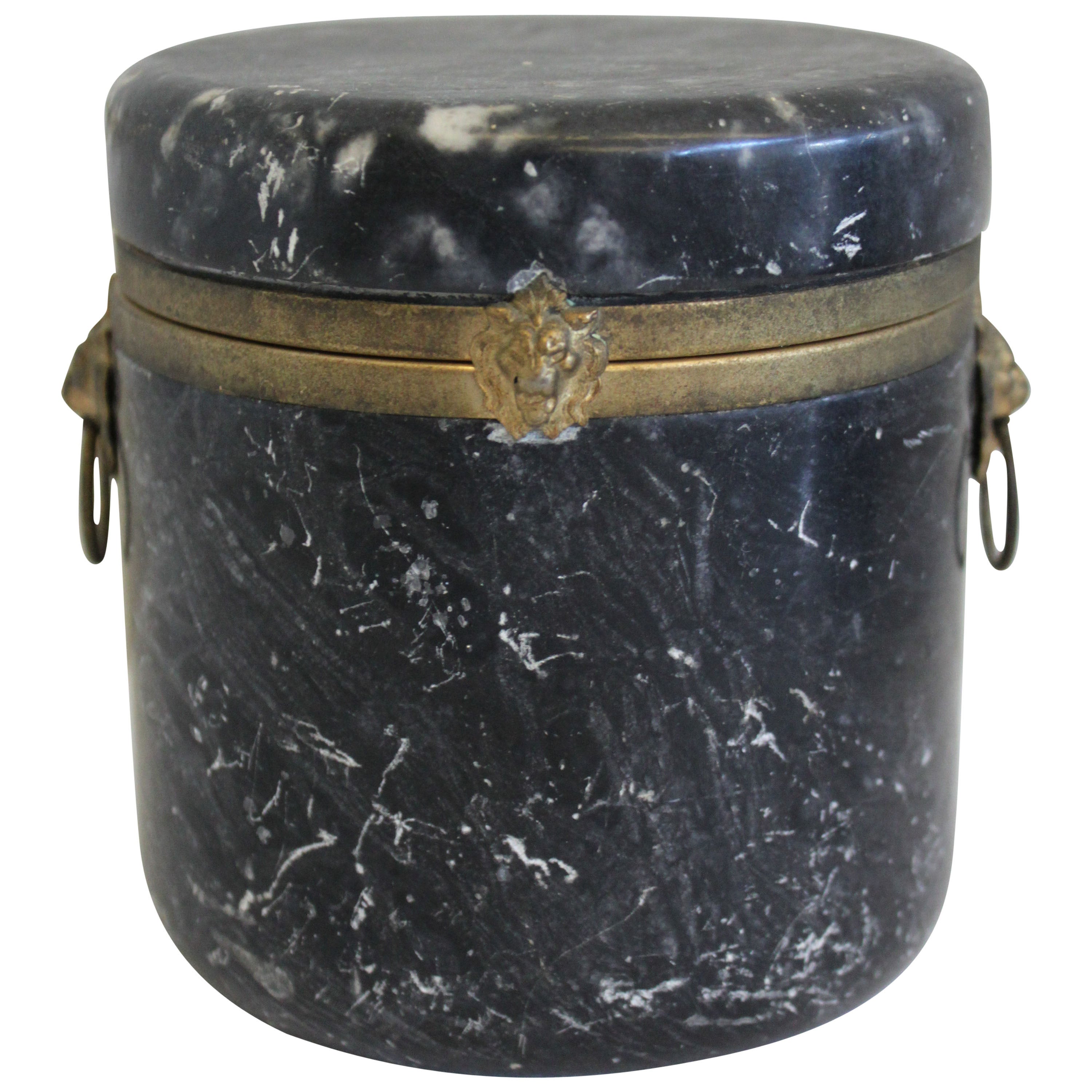Alabaster Hinged Box or Cylinder Jar