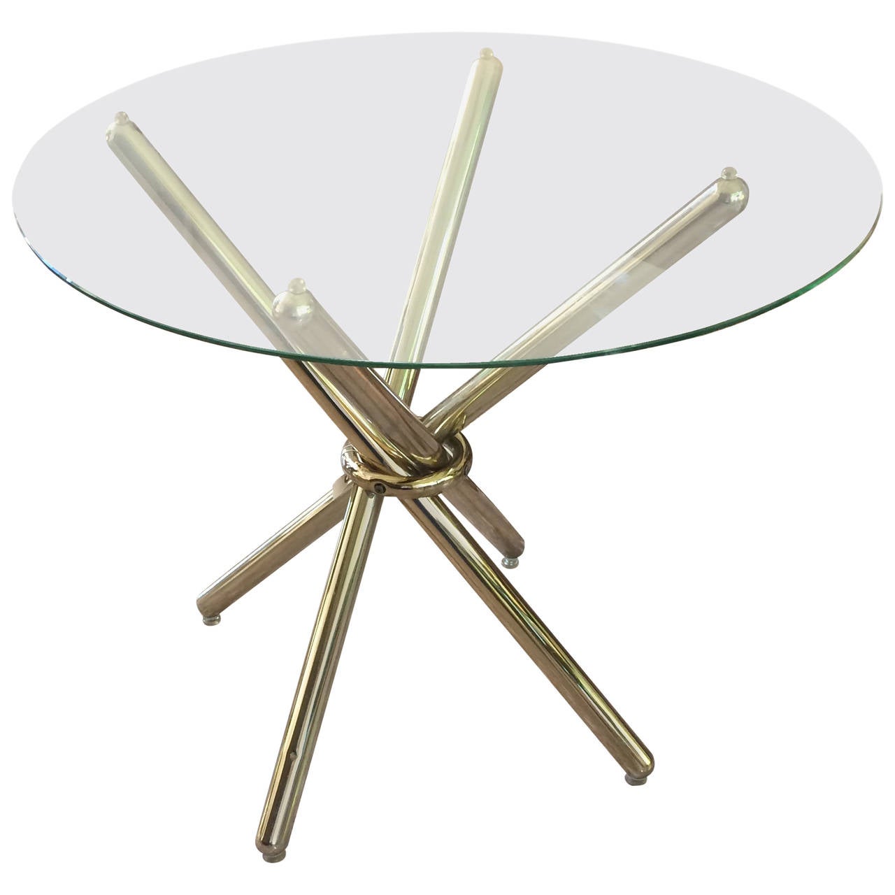 Milo Baughman Brass Tripod Center Table with Glass Top at ...