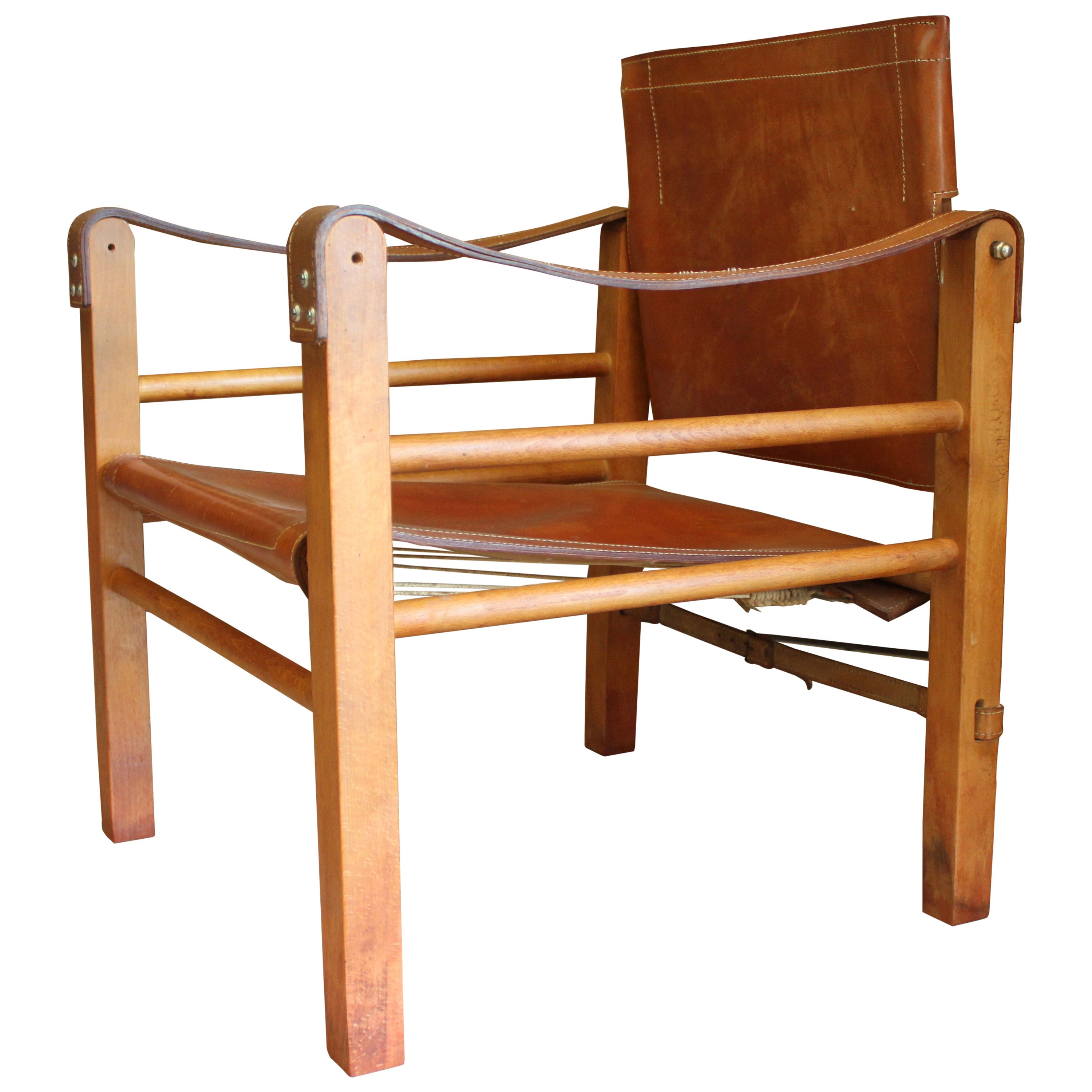 Cognac Leather Safari Chair