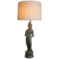 Mid Century Bronze Buddha Lamp in the Style of Marbro