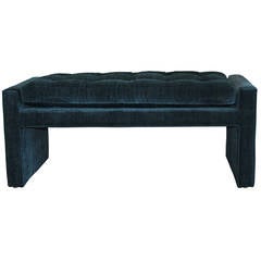 Upholstered and Tufted Bench in the Style of Milo Baughman