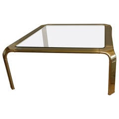 Brass John Widdicomb Cocktail Table with Glass Top