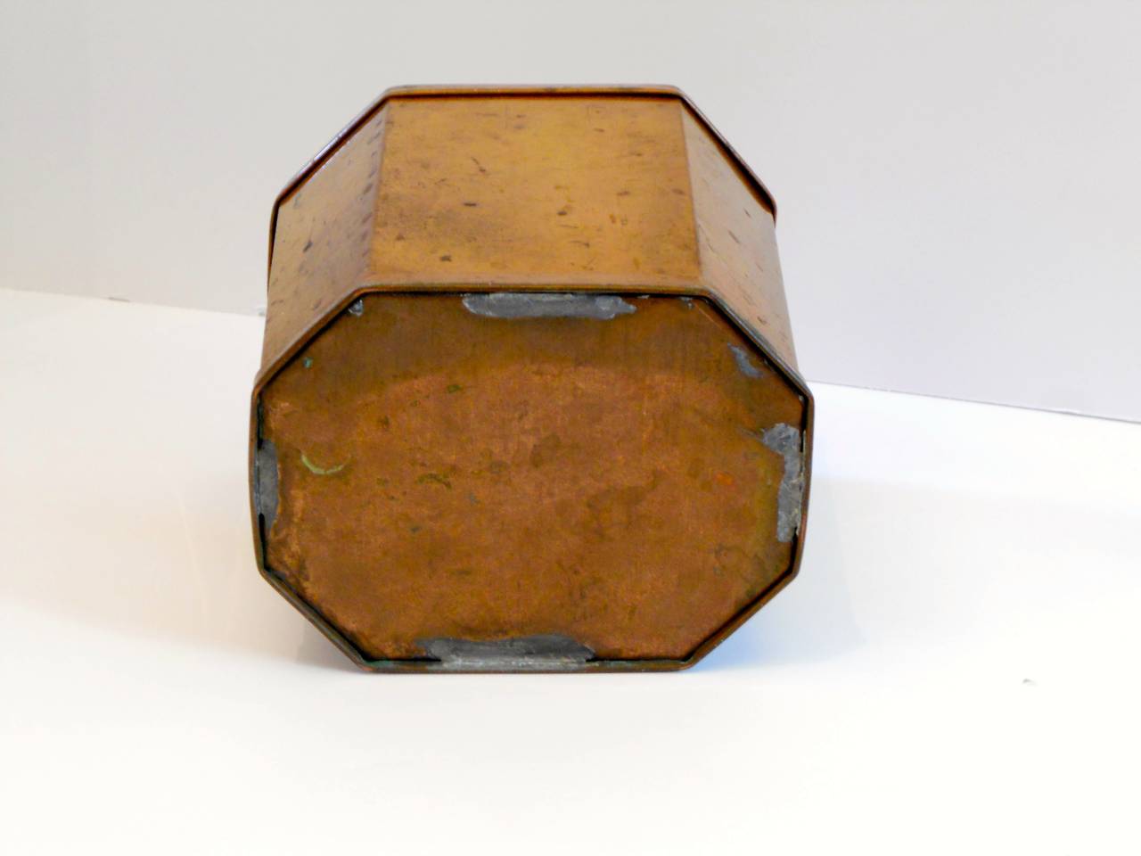Industrial Patinated Copper Waste Bin, 20th Century