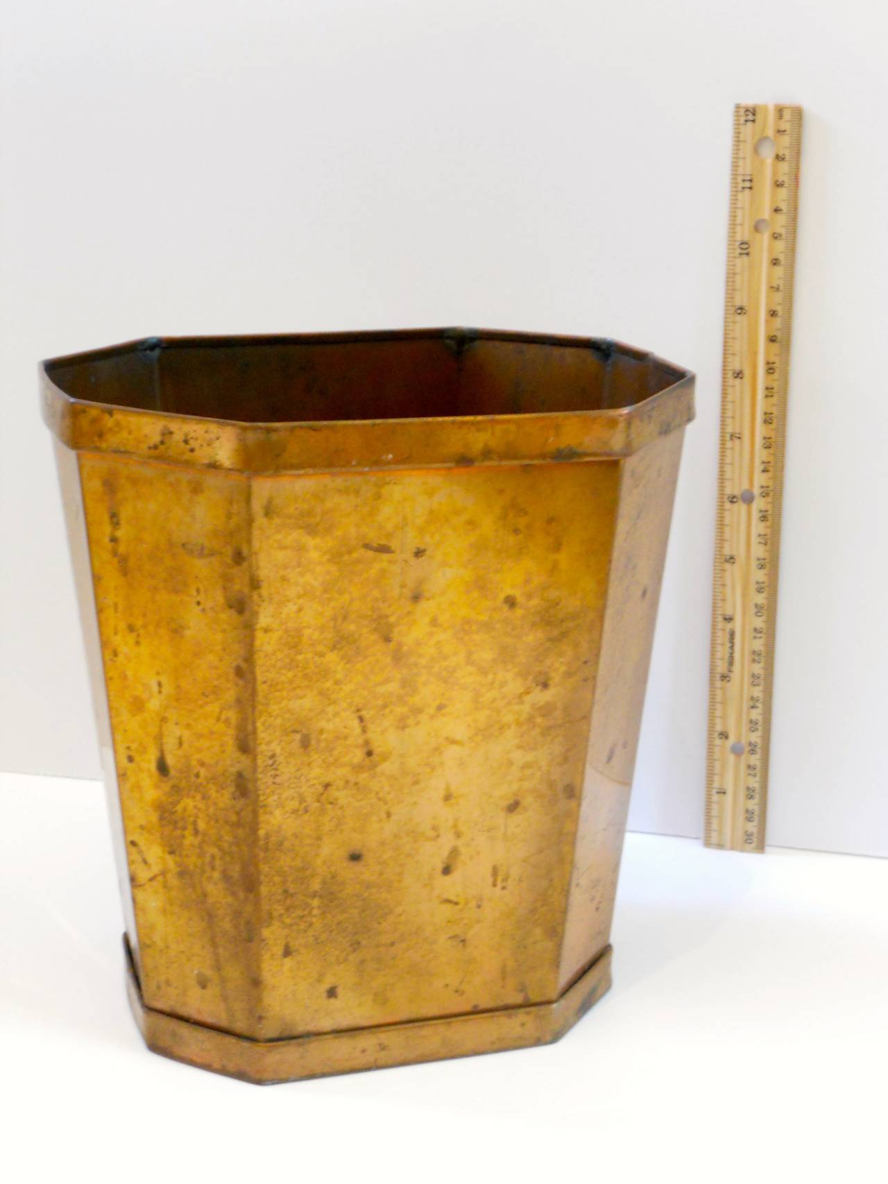 Patinated Copper Waste Bin, 20th Century In Good Condition In San Antonio, TX