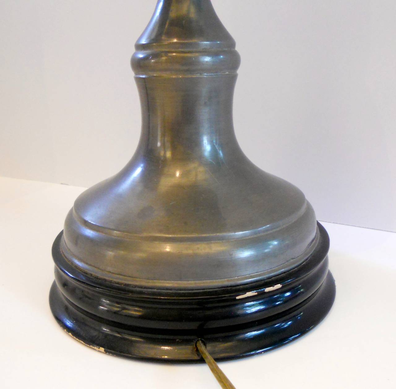 Chinese Pewter Candlestick Lamp For Sale at 1stDibs