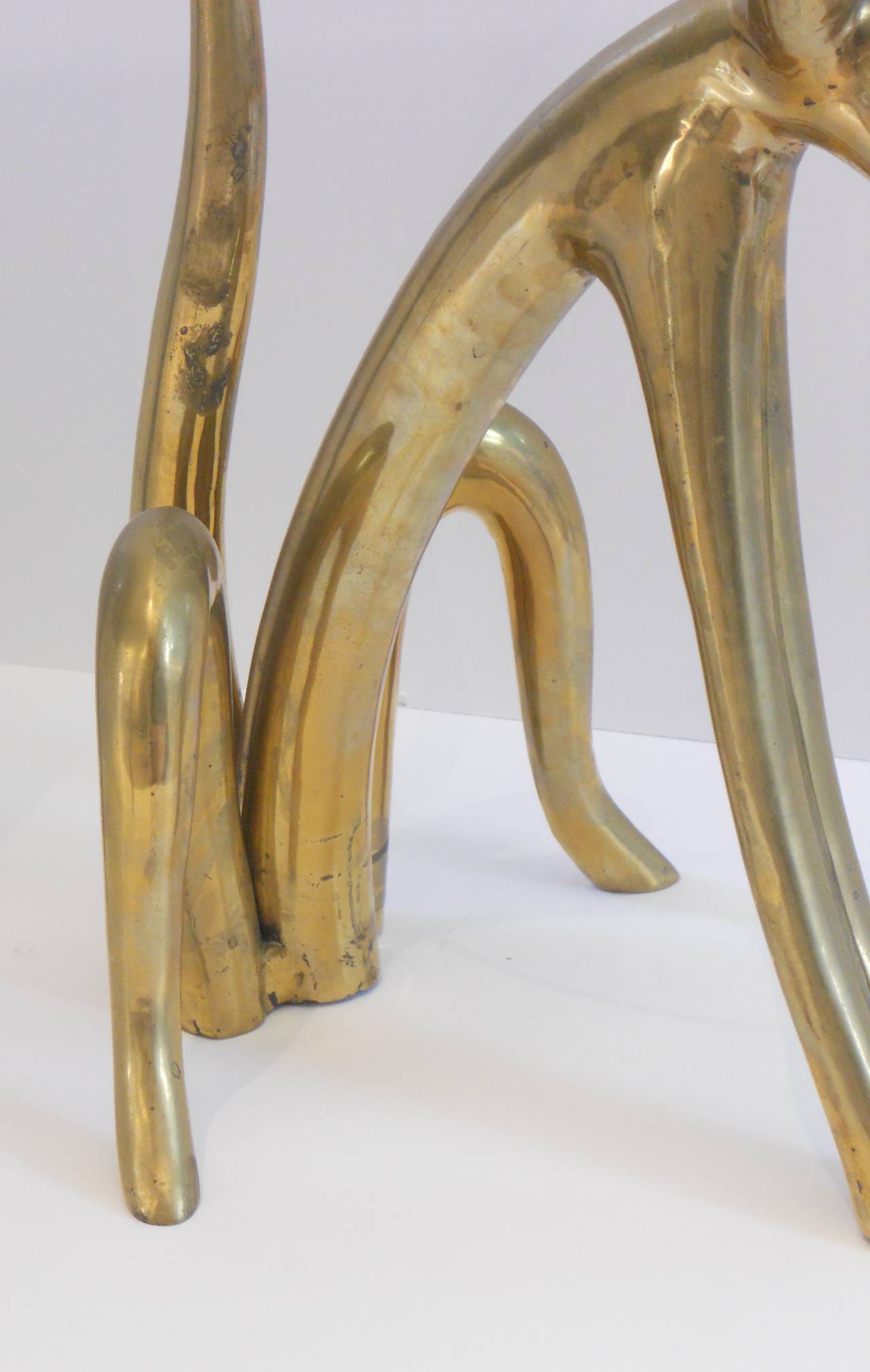 Stylized Brass Animal Sculpture Occasional Table, circa 1970 4