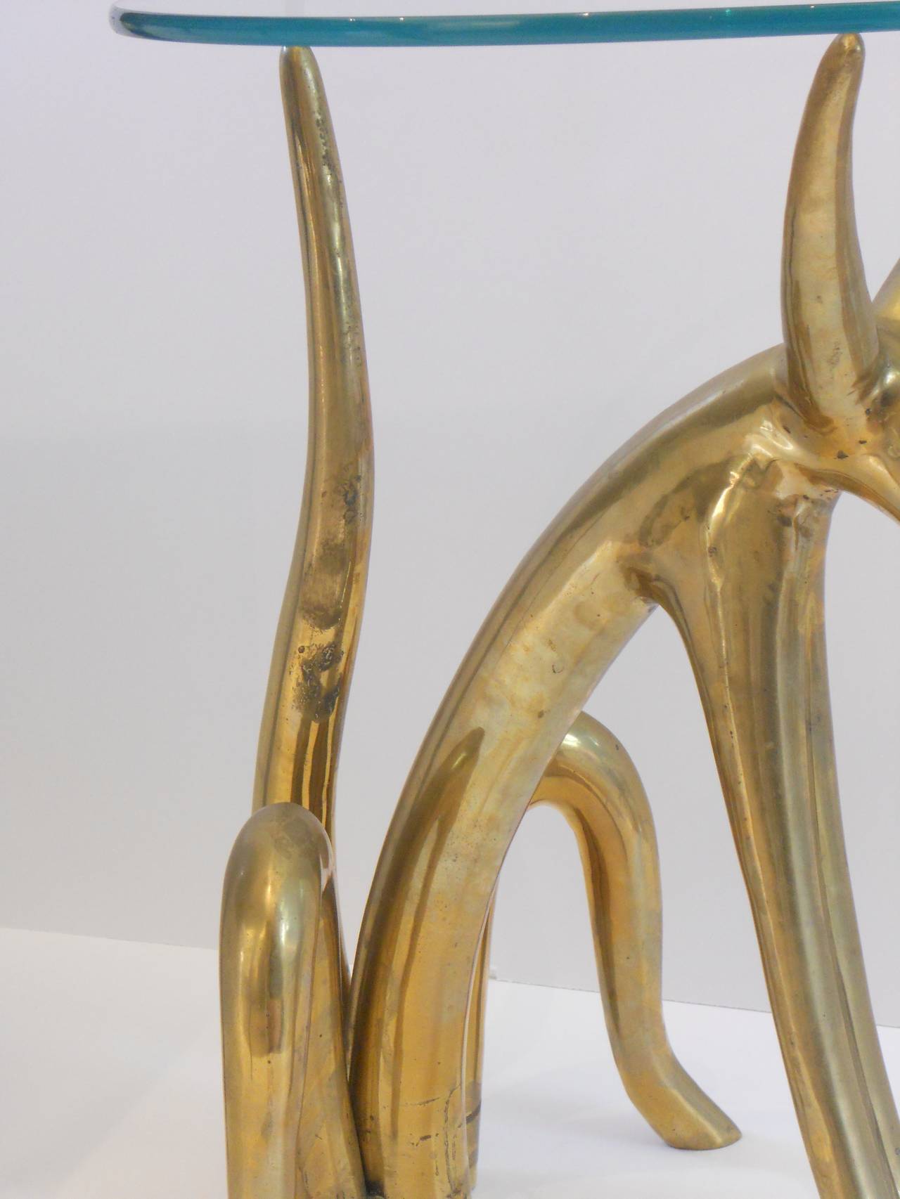 Mid-Century Modern Stylized Brass Animal Sculpture Occasional Table, circa 1970