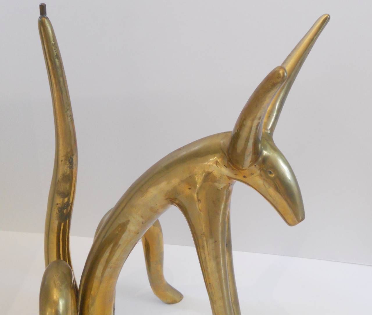 Stylized Brass Animal Sculpture Occasional Table, circa 1970 1