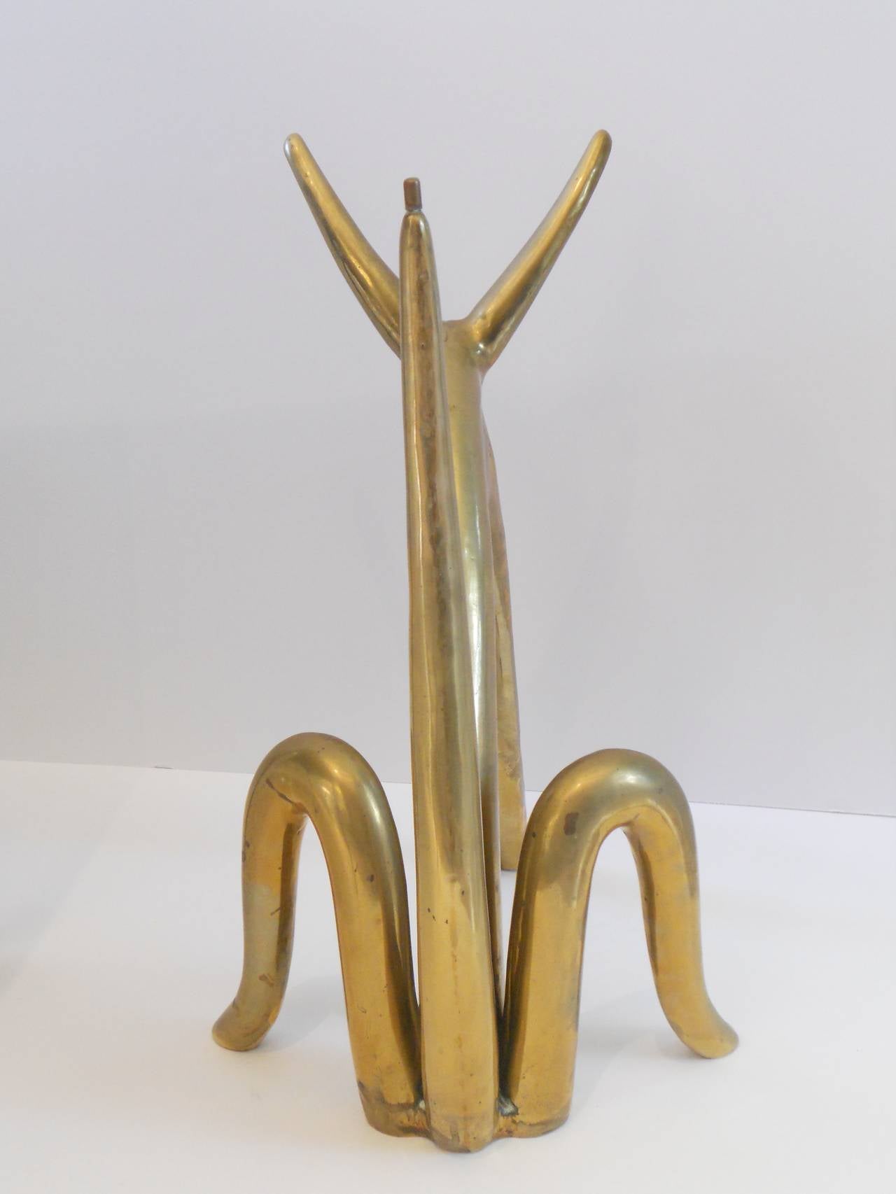 20th Century Stylized Brass Animal Sculpture Occasional Table, circa 1970