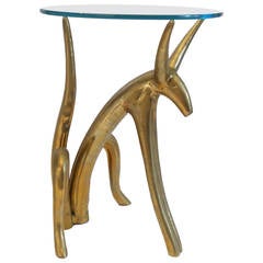 Stylized Brass Animal Sculpture Occasional Table, circa 1970