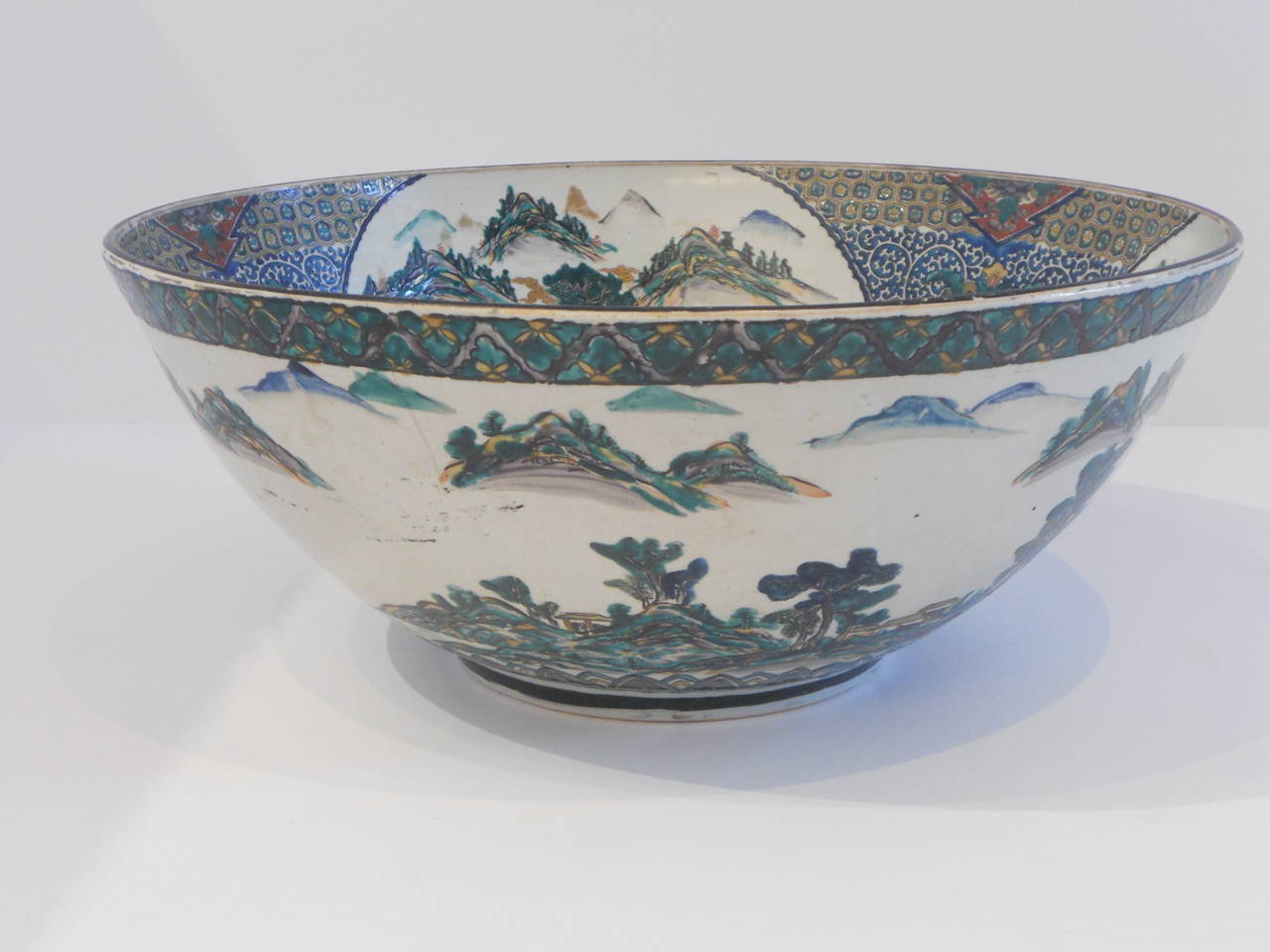 Monumental Chinese Porcelain Punch Bowl with Foo Lion Decoration 4