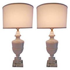 Pair of Urn Form Marble Lamps