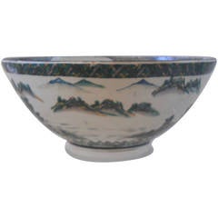 Monumental Chinese Porcelain Punch Bowl with Foo Lion Decoration