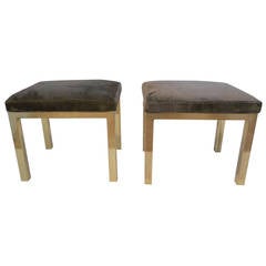 Pair of Vintage Brass Ottomans or Stools, c.1970