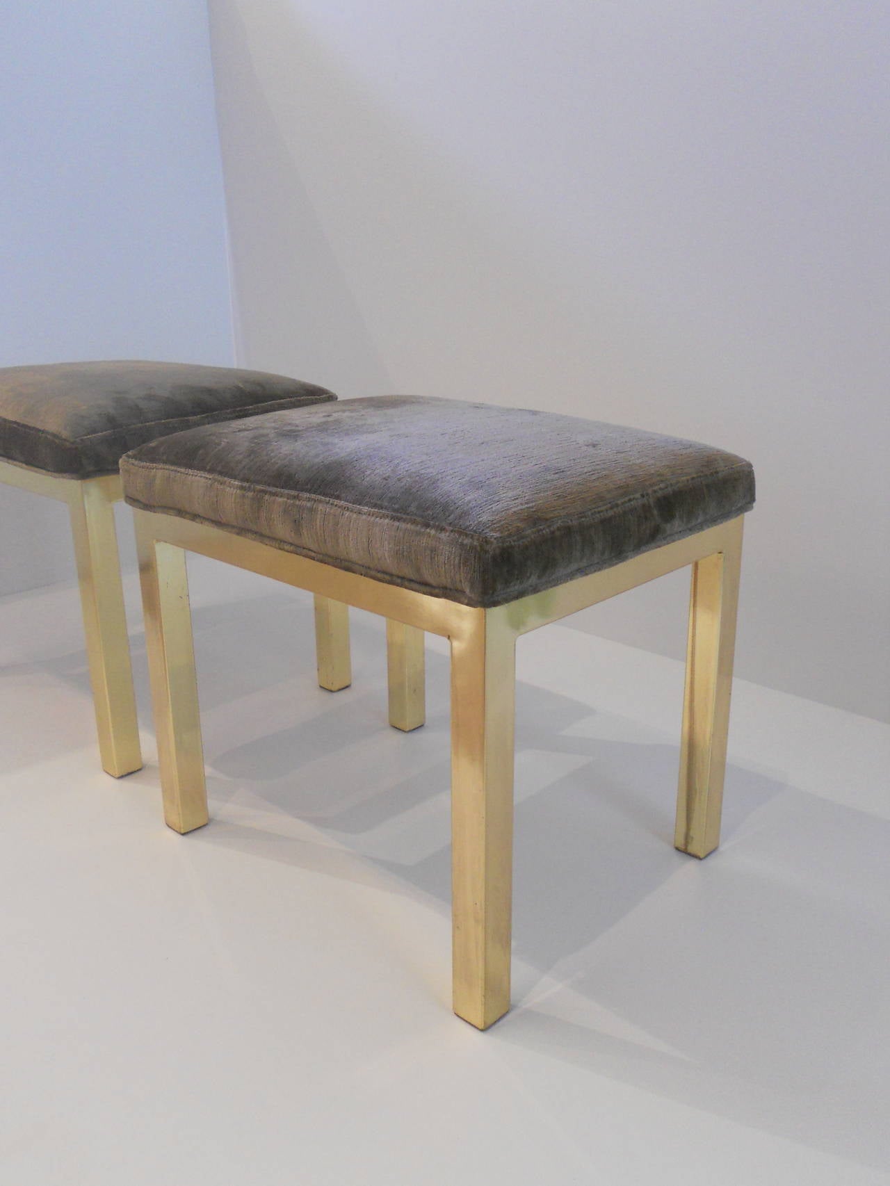 Pair of Vintage Brass Ottomans or Stools, c.1970 1