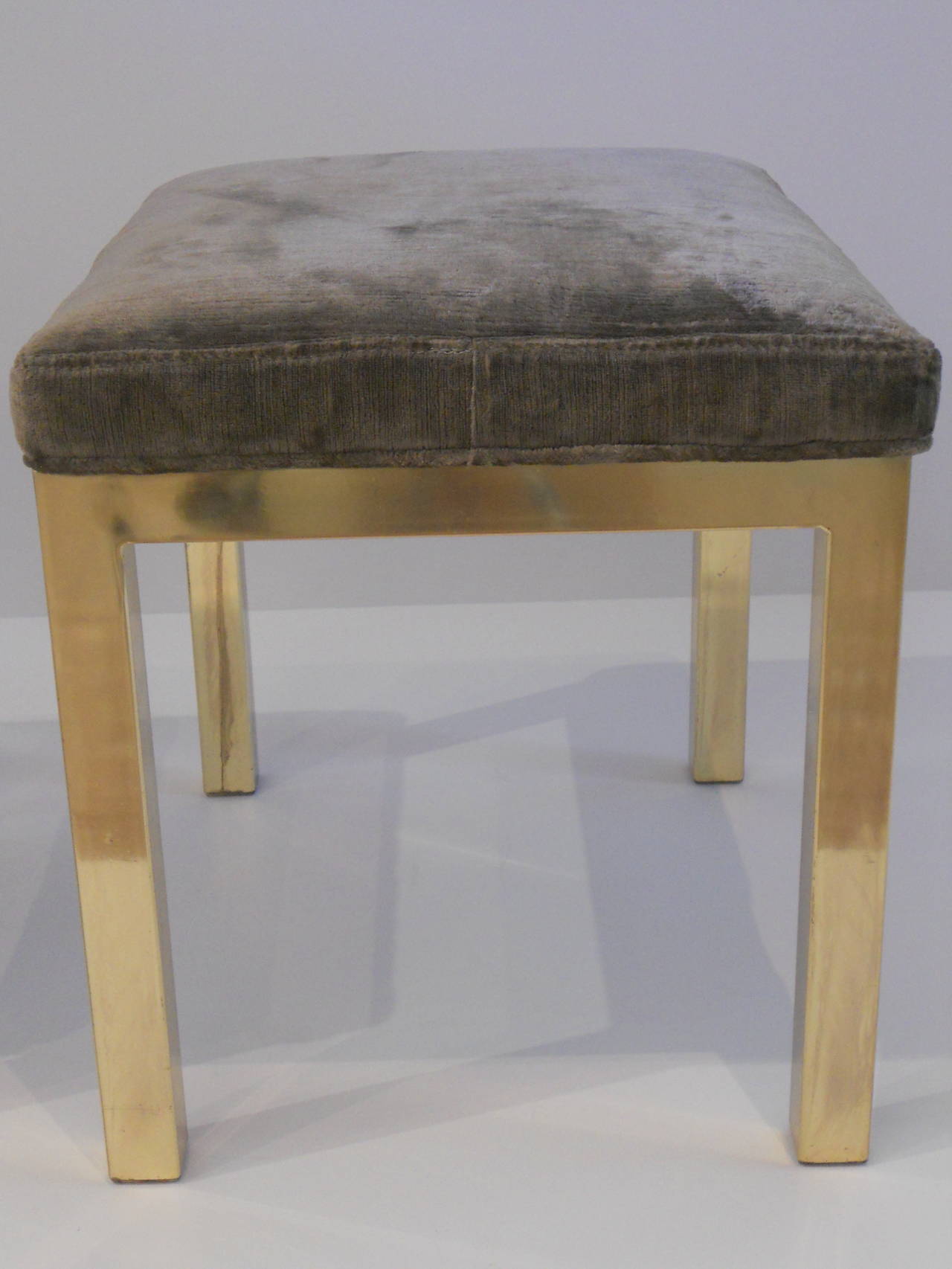Modern Pair of Vintage Brass Ottomans or Stools, c.1970