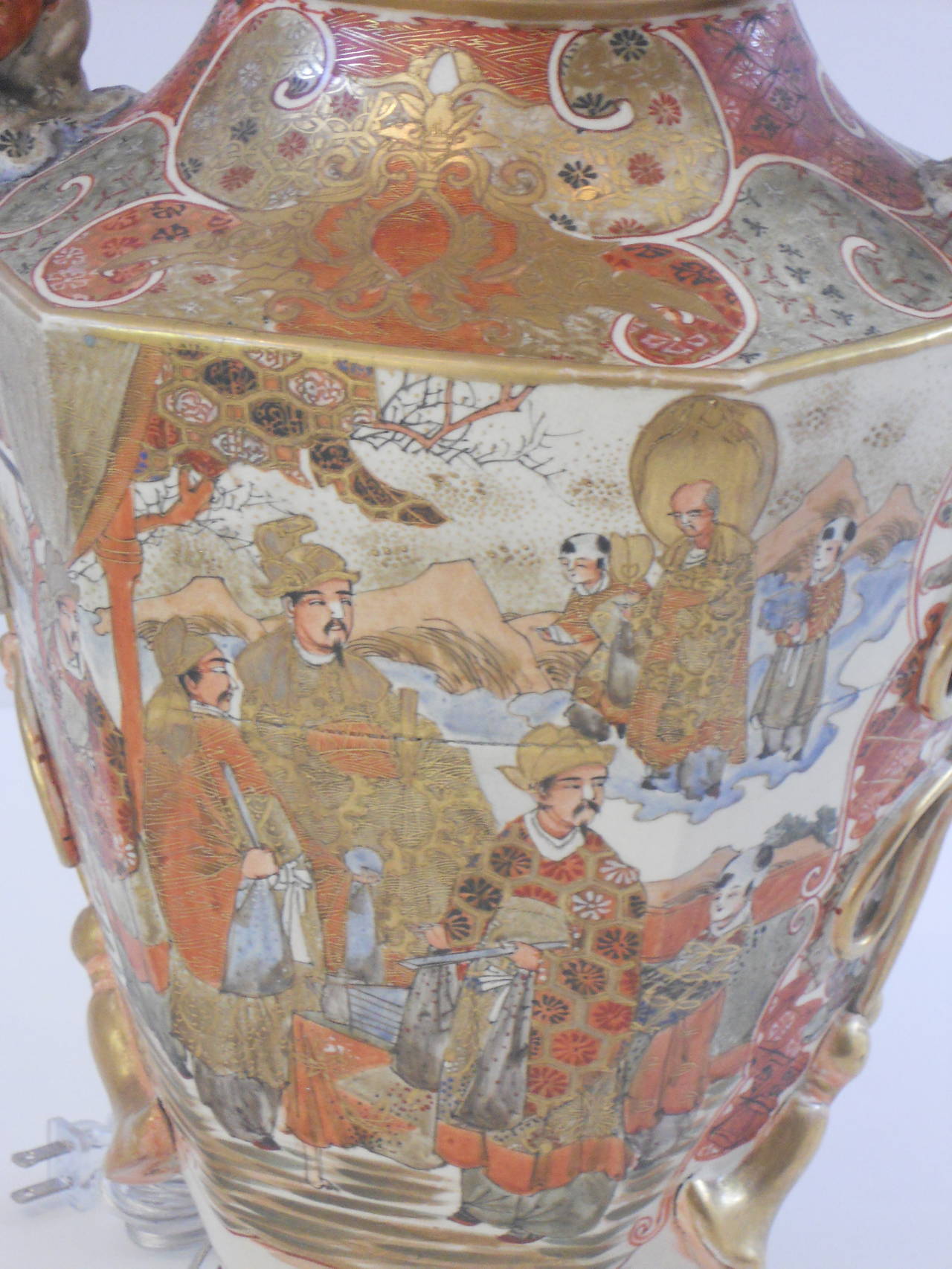 Japanese 19th Century Satsuma Vase as a Lamp For Sale