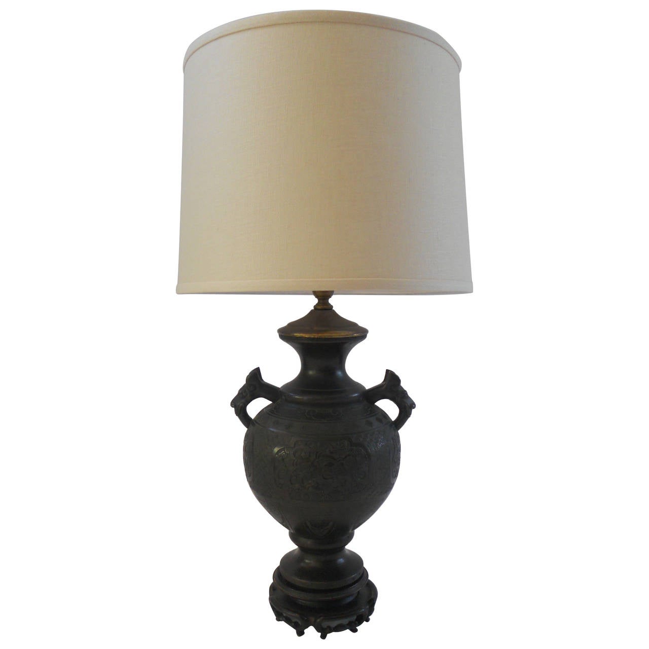Chinese Bronze Vase With Dragon Handles As A Lamp For At 1stdibs Chinese Bronze Vase With Dragon Handles As A Lamp For