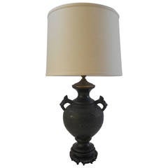 Chinese Bronze Vase with Dragon Handles as a Lamp 3