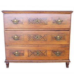 Italian Fruitwood Commode with Inlaid Parquetry Detailing, Italy 19th Century