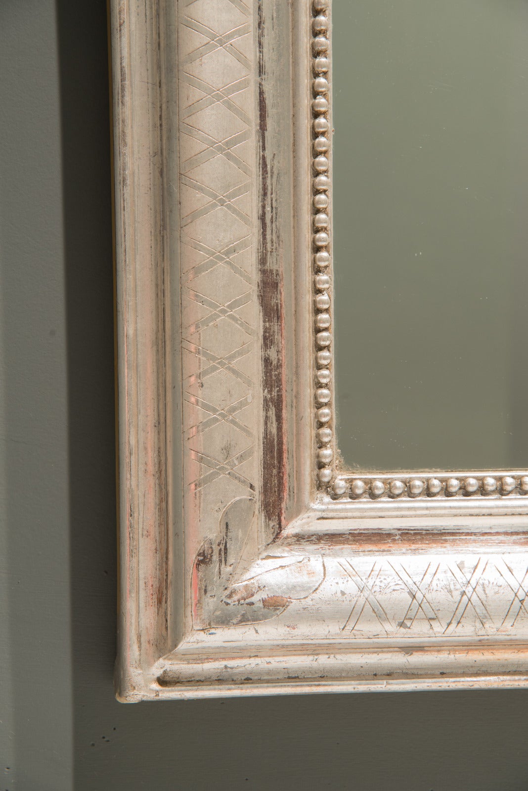 19th Century Louis Philippe Silver Gilt Mirror, France In Good Condition In San Antonio, TX