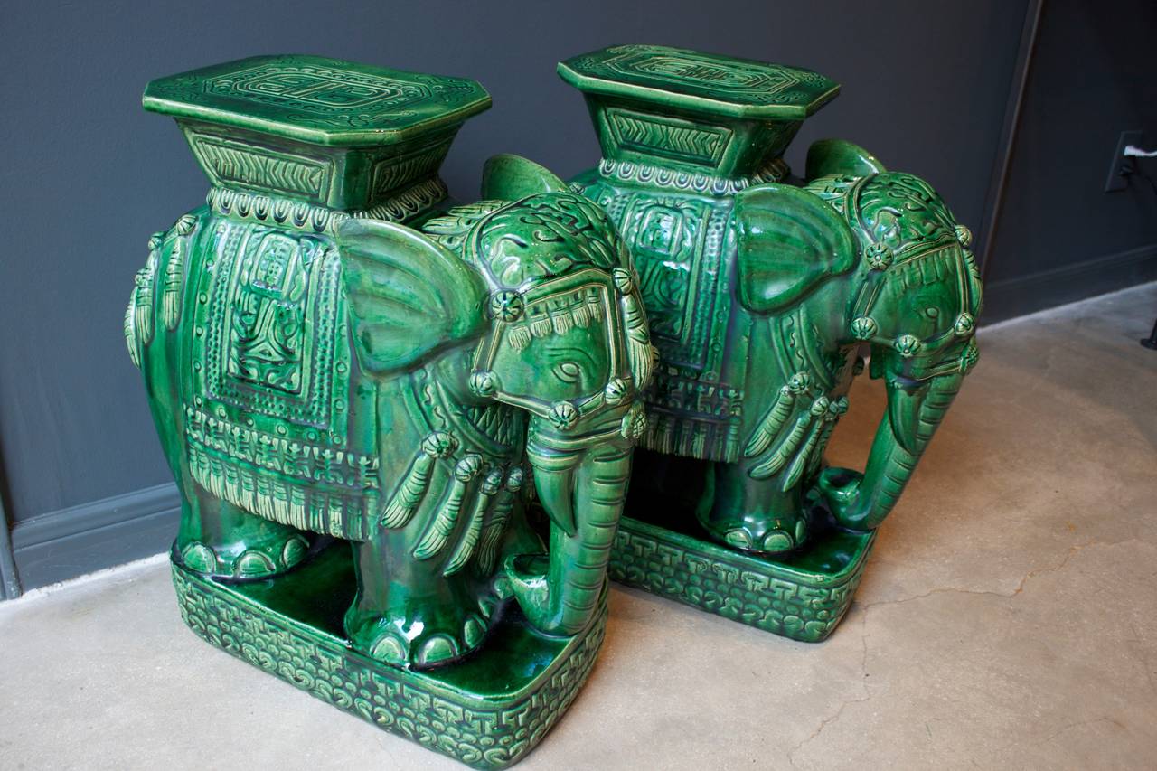 green elephant garden stool