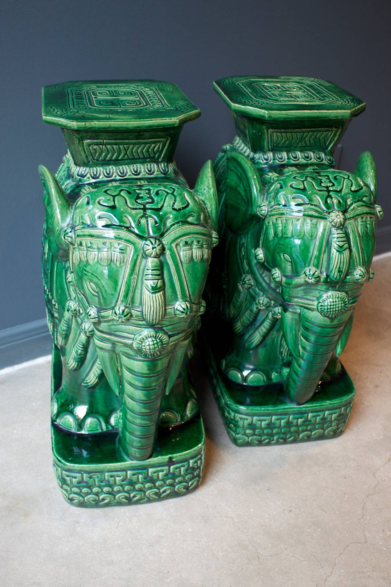 green ceramic garden stool