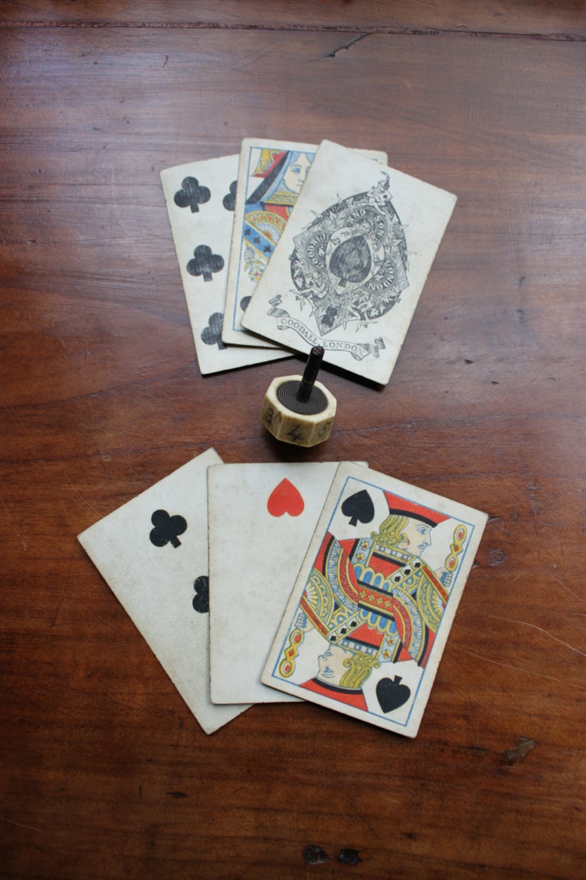 English Regency Period Card Box with Original Cards and Counters, England, 19th Century