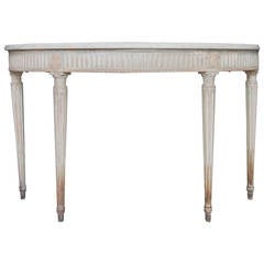 Louis XVI Style Demilune Marble-Top Console Table, France, circa 1890