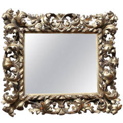 Italian Rococo Mirror Gold Giltwood and Open Scrollwork, 19th Century