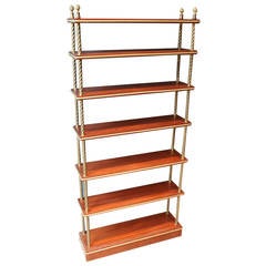 Used Etagere Bookshelf with Bronze-Trimmed Shelves and Brass, France, circa 1920