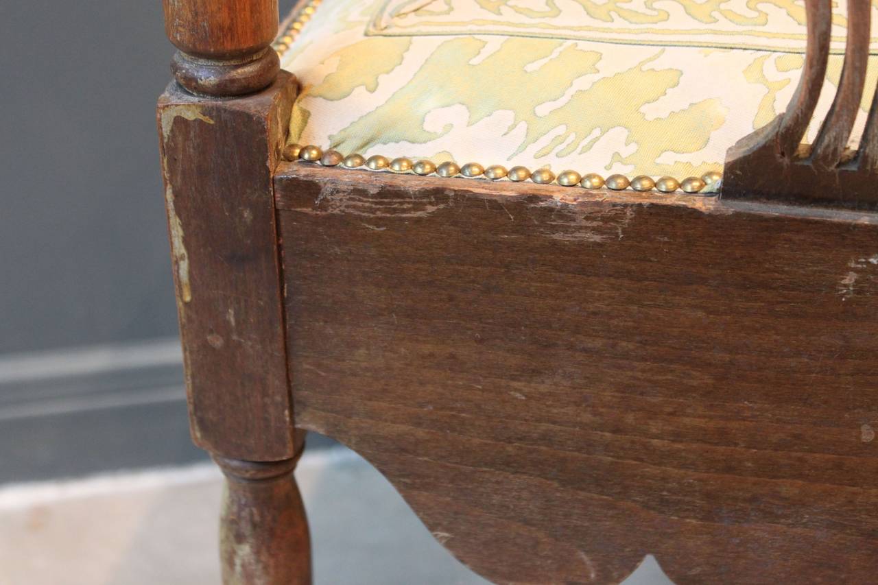 Corner Chair with Pierced Back Splat of Heart and Fortuny Seat, 18th Century 1