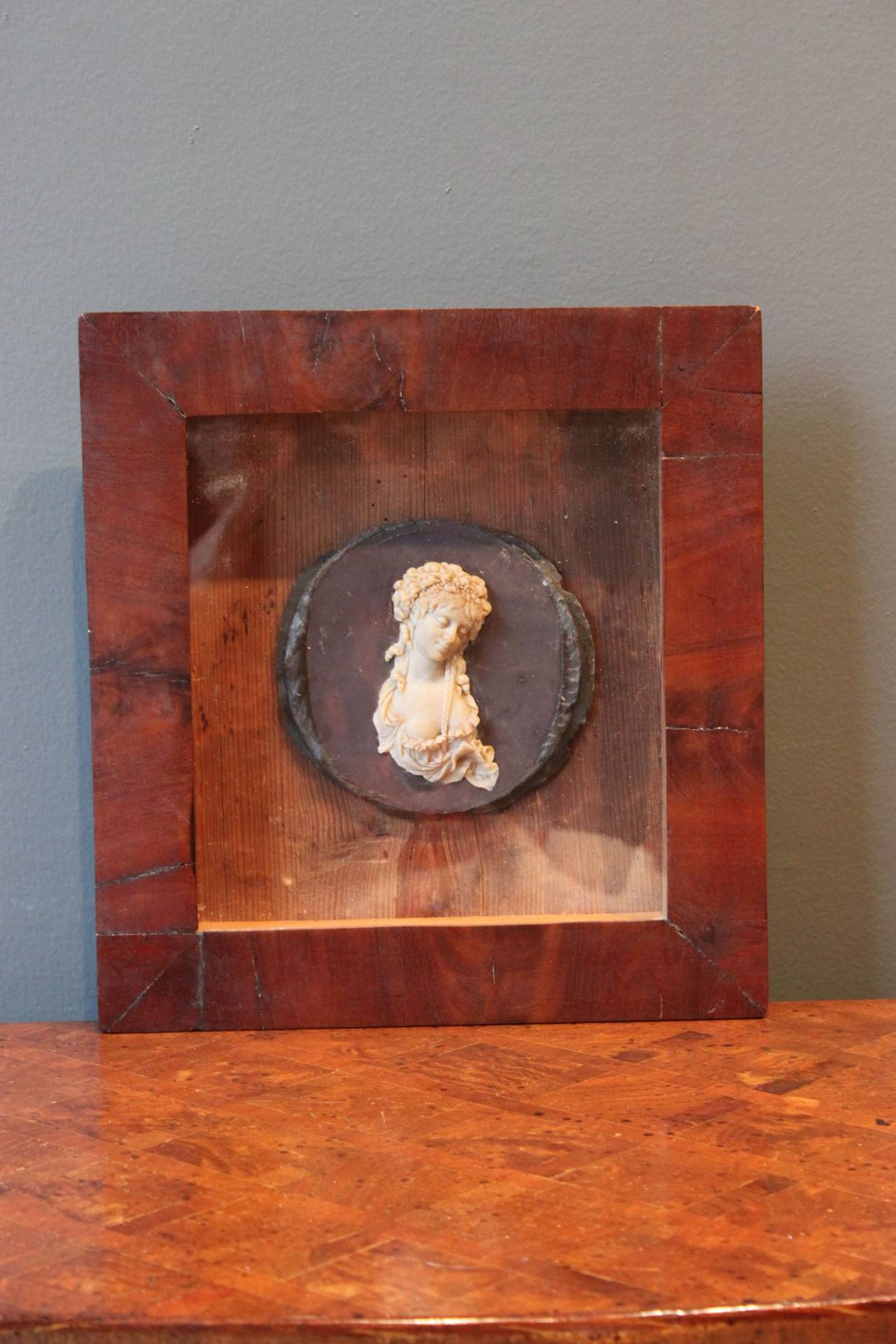 Miniature Bas-Relief Wax Portrait of Woman, 18th Century For Sale at ...