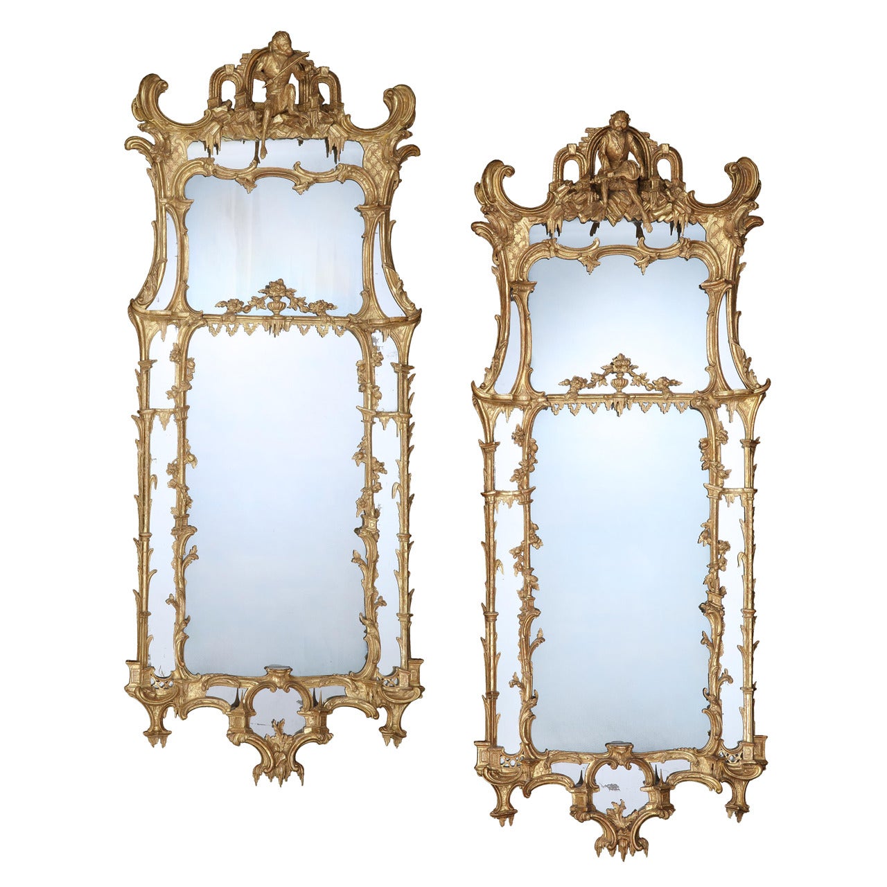 Important Pair of George II Giltwood Pier Glasses For Sale