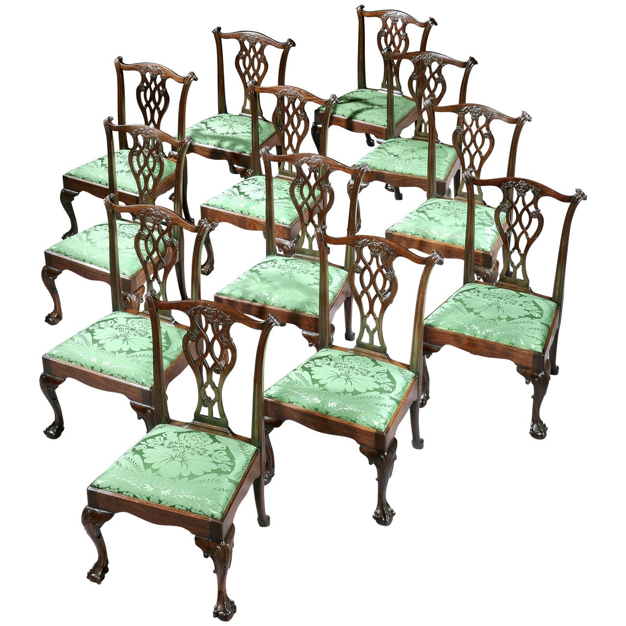 Set of 12 George II Dining Chairs For Sale
