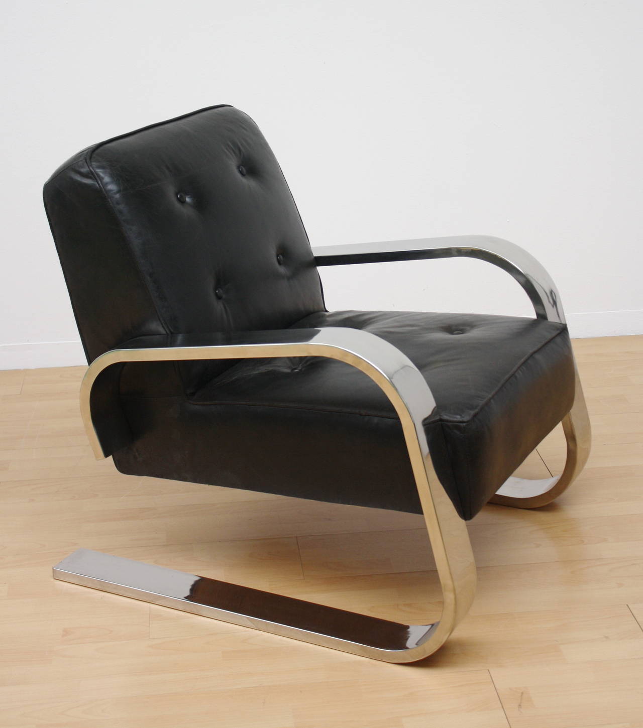 Art Deco Lounge Club Chair with Leather For Sale