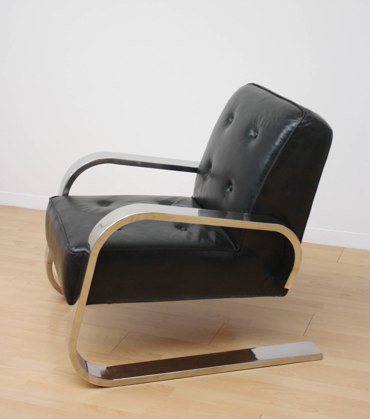 20th Century Lounge Club Chair with Leather For Sale
