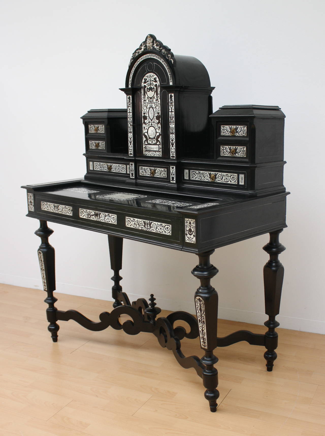 Mid-19th Century 19th Century, Ebony Writing Cabinet For Sale