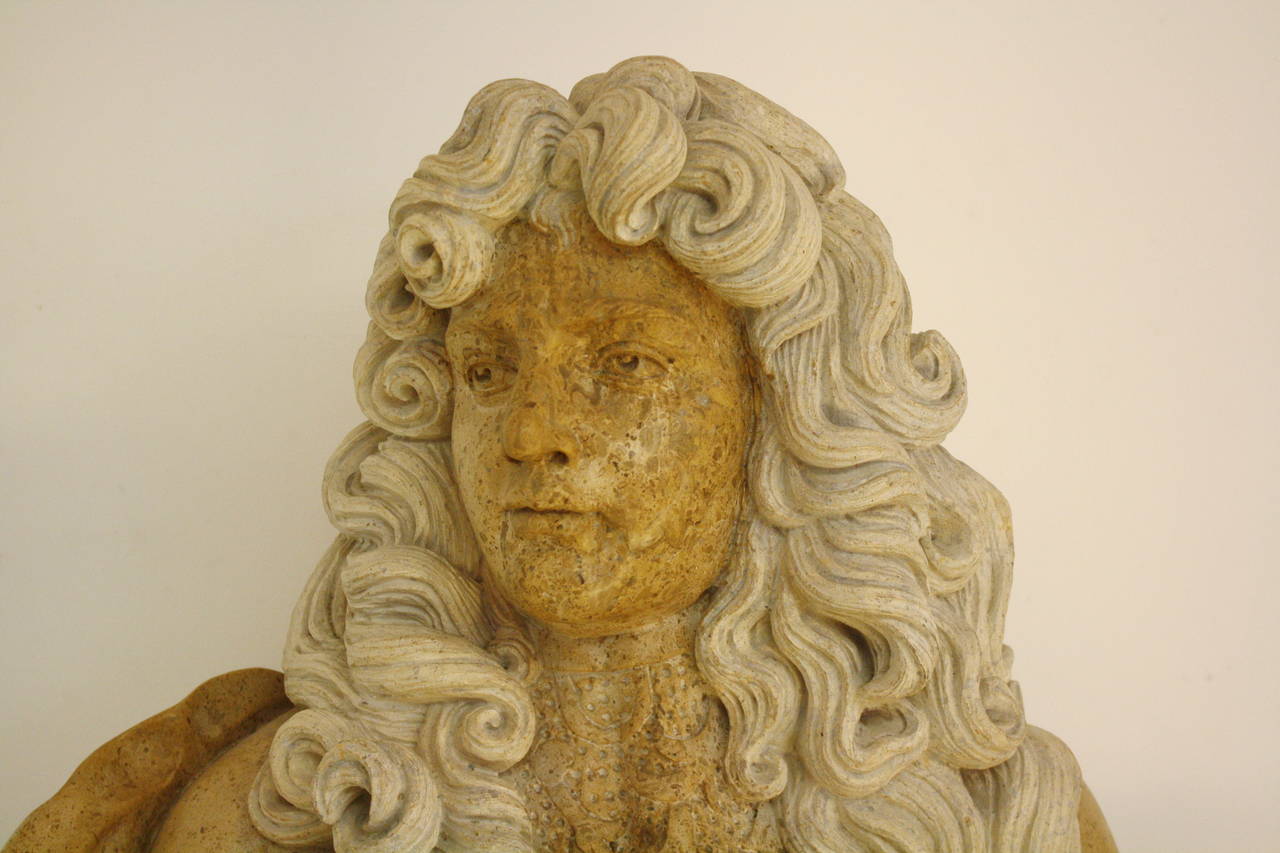 European Portrait Bust of King Louis XIV For Sale