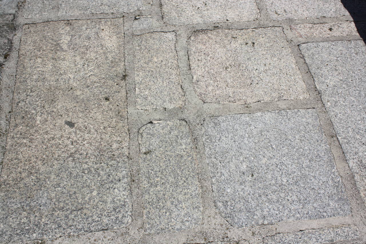 Antique Austrian Granite floor tiles. For outdoor or indoor.

We offer a stock of thick tiles: High 15 to 20cm, different sice: 90 x 70cm to 140 x 80cm. Price per sqm € 168,--.
1 Pallet around 5m² to 8m² (Weight 2 to 3 tons)
or cutted: High 5 to