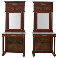 Pair of Empire Consoles with Mirrors