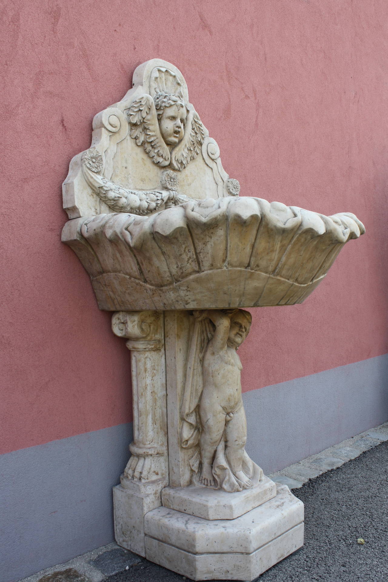 Late 20th Century Marble Wall Fountain, 20th Century. For Sale