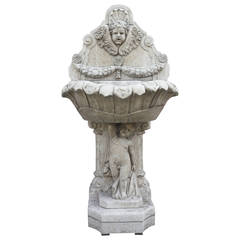 Vintage Marble Wall Fountain, 20th Century.