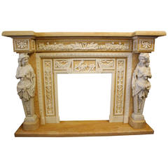 Retro Monumenatl Marble Fireplace Mantel