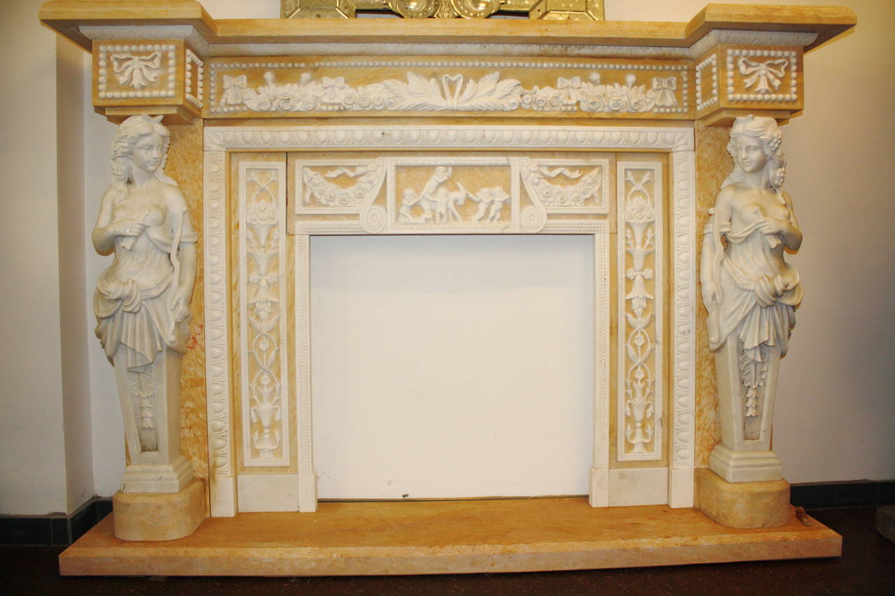 Monumenatl Marble Fireplace Mantel