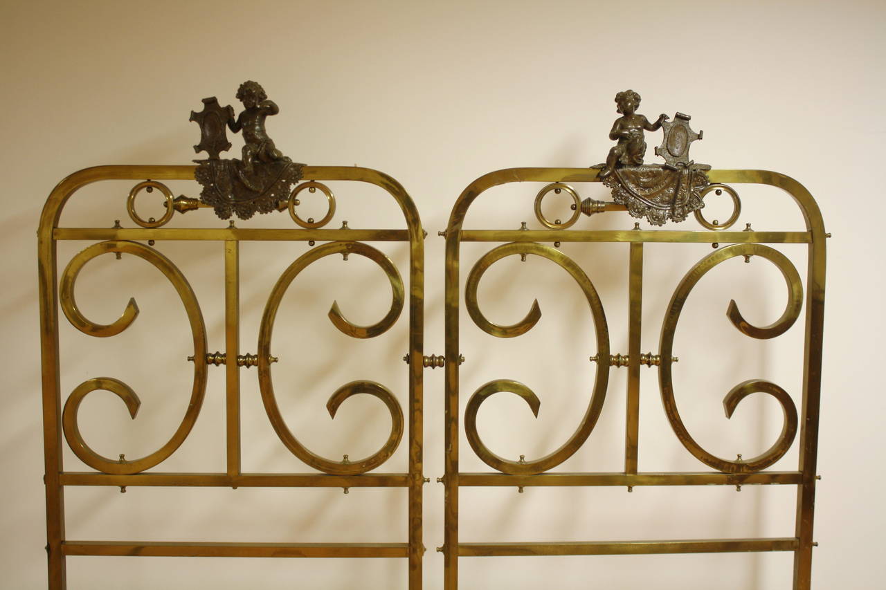 Jugendstil 19th Century Pair of Brass Beds For Sale
