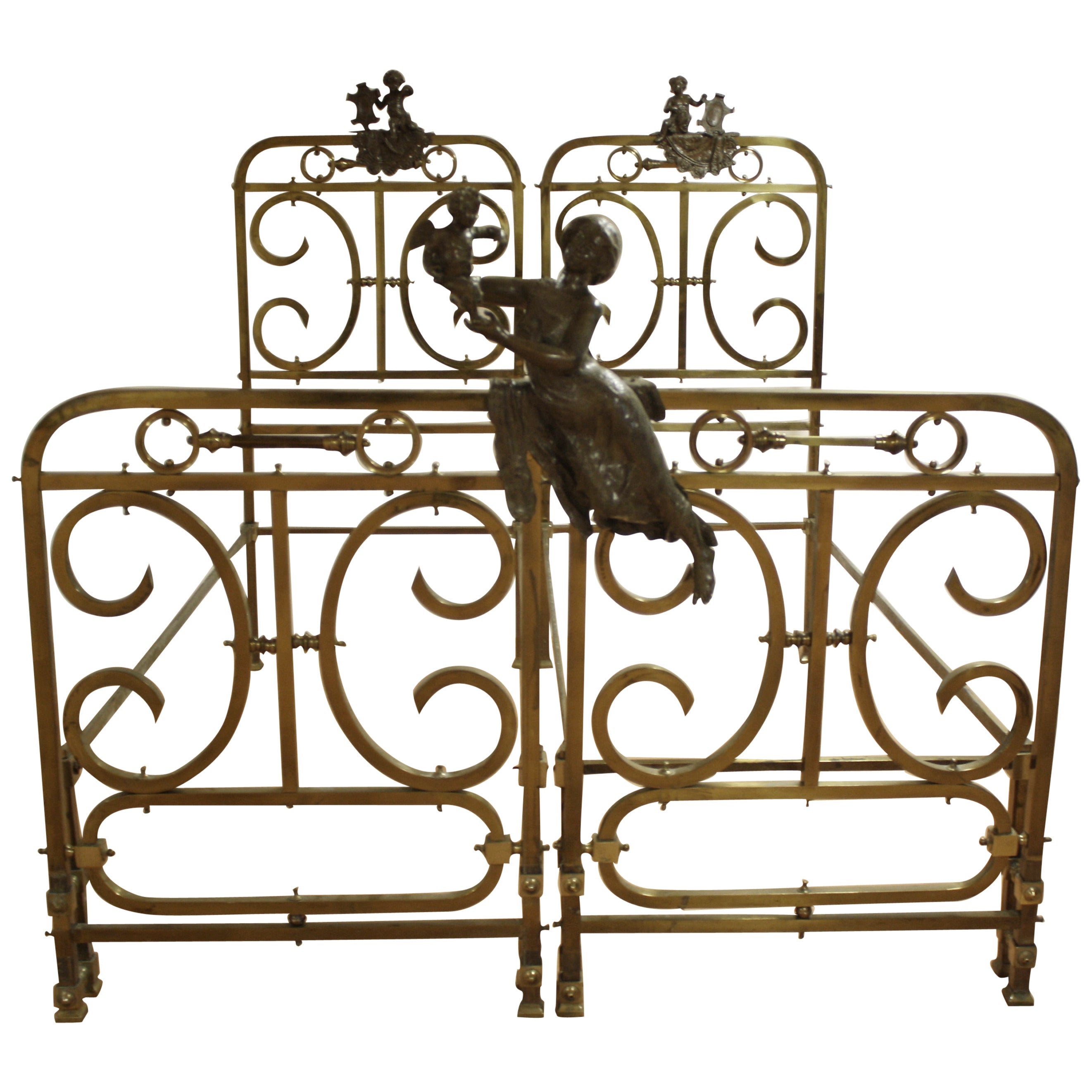 19th Century Pair of Brass Beds For Sale